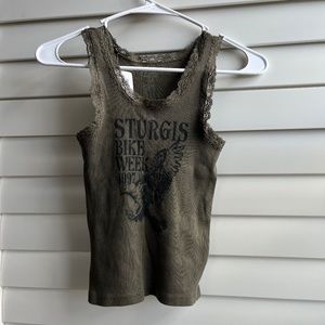 RARE Ribbed Lace Green Brandy Melville Ronnie Tank Sturgis Bike Week 1995
